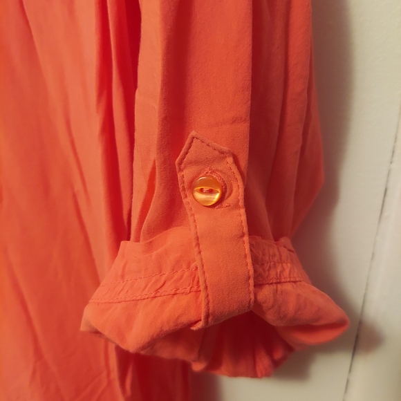 N.W.D New Woman Design Blouse Top Tee Button Down Shirt Coral size 1X - Picture 6 of 8